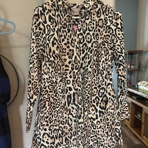 Chicos Leopard Print Long Sleeve Shirt